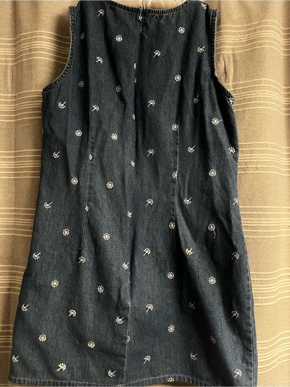 Classic Sleeveless Mini Dress in Black with Embroidered Daisies